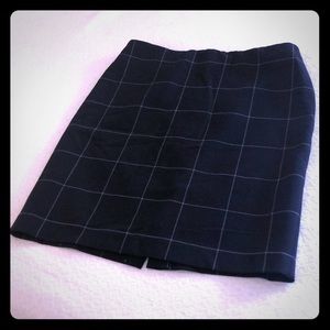 Ann Taylor Navy Windowpane Pencil Skirt Sz 16